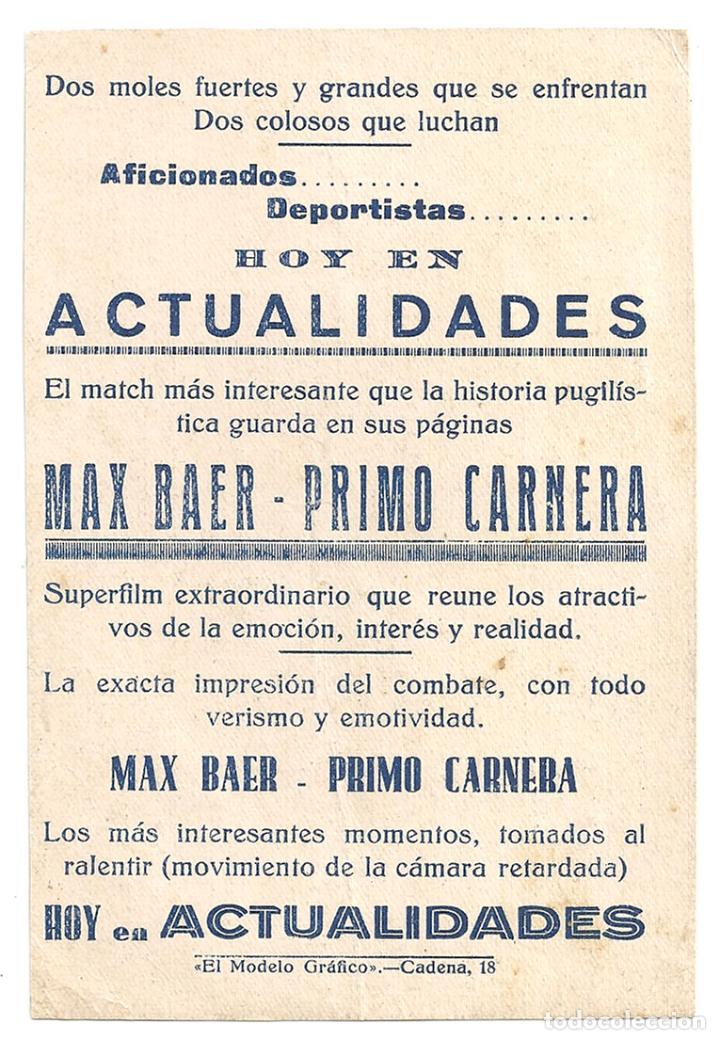 Cine: PTCC2 02 CARNERA - BAER PROGRAMA TARJETA RKO BOXEO PRIMO CARNERA MAX BAER - Foto 2