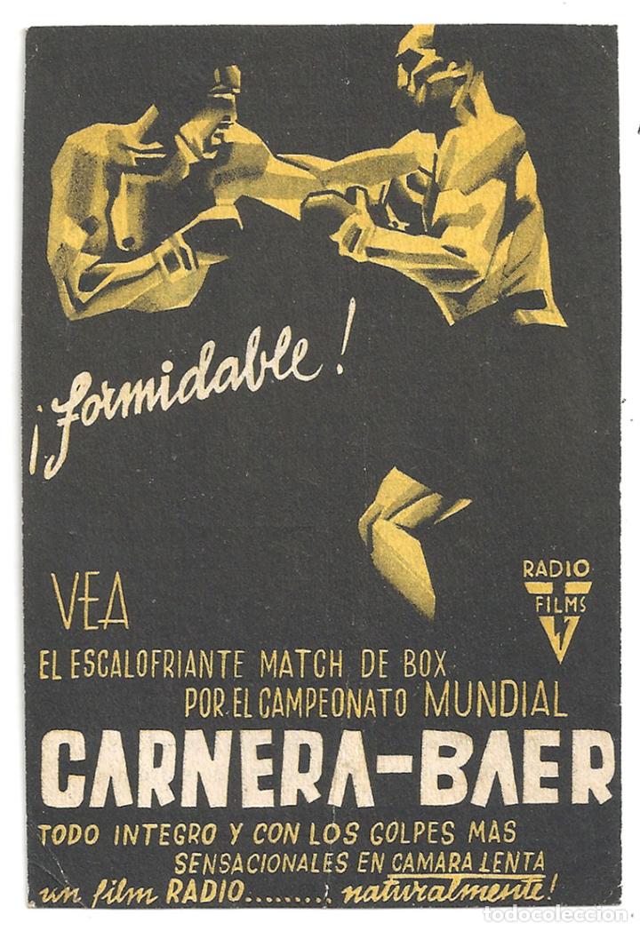 Cine: PTCC2 02 CARNERA - BAER PROGRAMA TARJETA RKO BOXEO PRIMO CARNERA MAX BAER - Foto 1