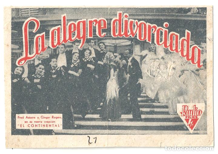 Cine: PTCC2 02 LA ALEGRE DIVORCIADA PROGRAMA TARJETA RKO FRED ASTAIRE GINGER ROGERS - Foto 1