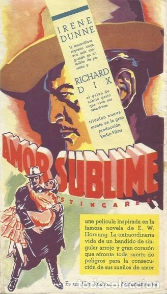 Cine: PTCC 134 AMOR SUBLIME PROGRAMA DOBLE RKO IRENE DUNNE RICHARD DIX - Foto 1