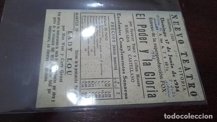 Cine: PROGRAMA O FOLLETO DE MANO DE CINE TARJETA CART&Oacute;N el poder y la gloria - Foto 2