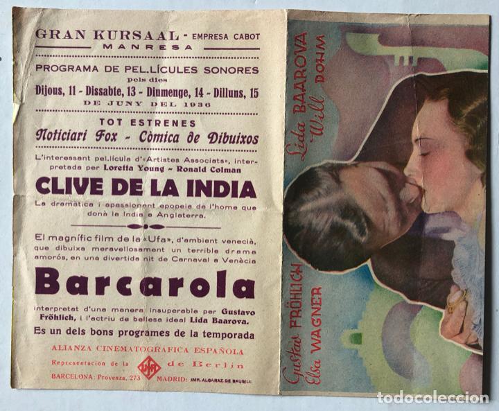 Cine: BARCAROLA - CON PUBLICIDAD A&Ntilde;O 1936 - PROGRAMA DOBLE - Foto 3