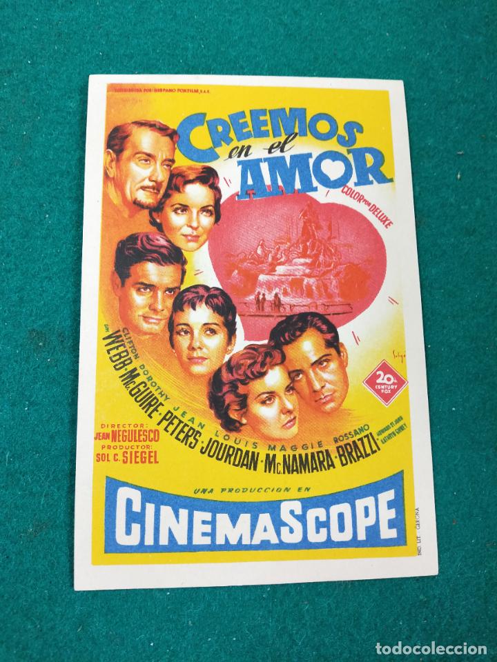 Cine: CREEMOS EN EL AMOR. PROGRAMA DE CINE CON SELLO DEL CINE AL DORSO. - Foto 1