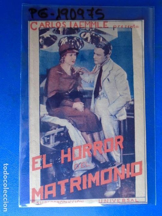Cine: (PG-190975)PROGRAMA EL HORROR DEL MATRIMONIO - CARLOS LAEMMLE - - Foto 1