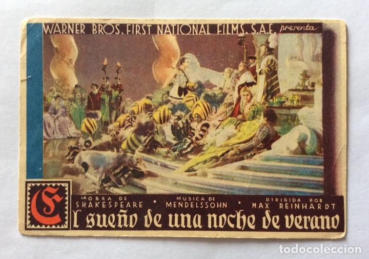 Cine: PROGRAMA TARJETA SIN CINE IMPRESO. WARNER. HORIZONTAL. EL SUE&Ntilde;O DE UNA NOCHE DE VERANO. JAMES CAGNEY