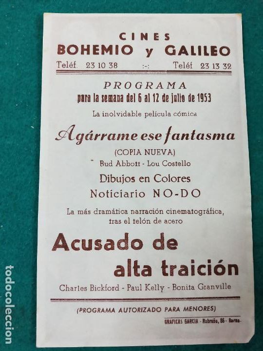 Cine: ACUSADO DE ALTA TRAICION. PROGRAMA DE CINE CON PUBLICIDAD. - Foto 2