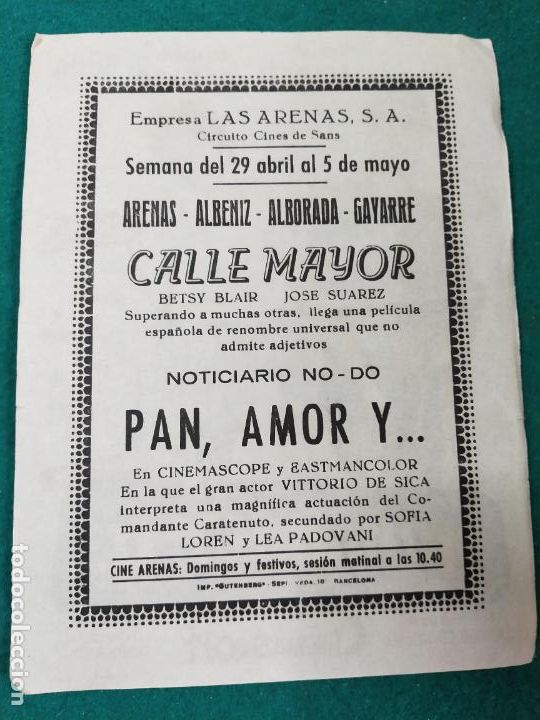 Cine: PAN, AMOR Y... SOFIA LOREN - VITTORIO DE SICA. PROGRAMA DE CINE CON PUBLICIDAD. - Foto 2