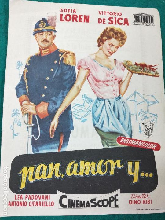 Cine: PAN, AMOR Y... SOFIA LOREN - VITTORIO DE SICA. PROGRAMA DE CINE CON PUBLICIDAD. - Foto 1