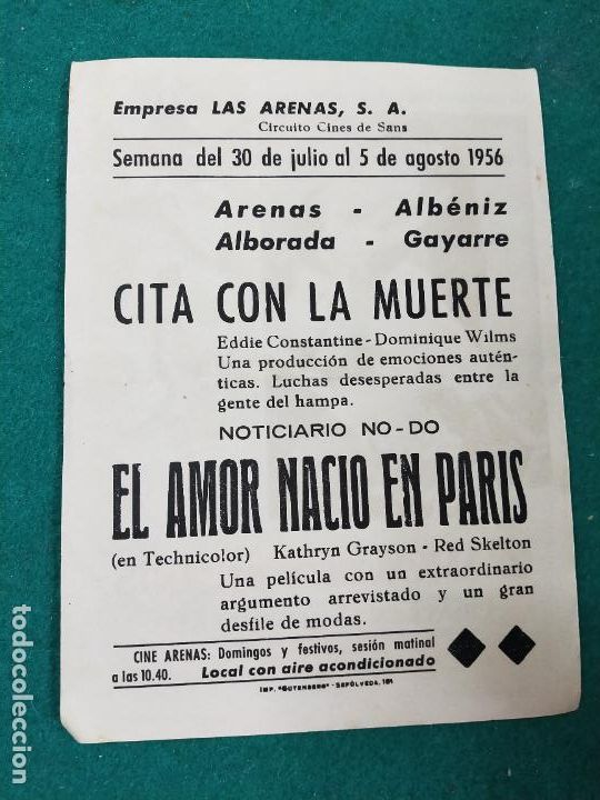 Cine: EL AMOR NACIO EN PARIS. PROGRAMA DE CINE CON PUBLICIDAD. - Foto 2