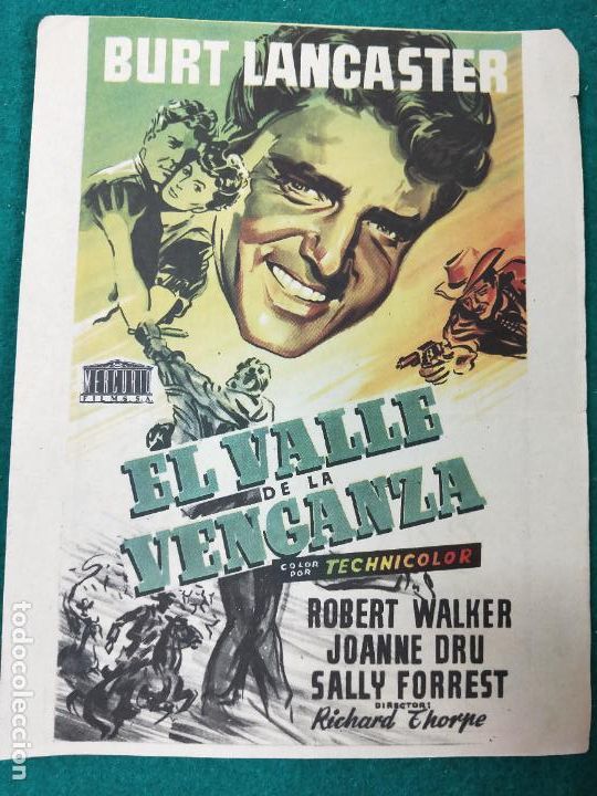 Cine: EL VALLE DE LA VENGANZA. BURT LANCASTER. PROGRAMA DE CINE CON PUBLICIDAD. - Foto 1