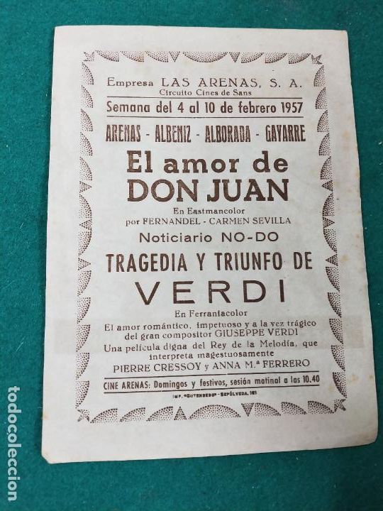 Cine: TRAGEDIA Y TRIUNFO DE VERDI. PROGRAMA DE CINE CON PUBLICIDAD. - Foto 2