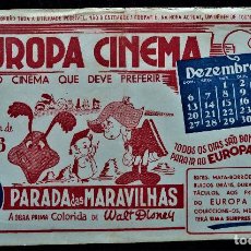 Cine: FOLLETO DE CINE EN PAPEL SECANTE. PARADA DAS MARAVILHAS, WALT DISNEY, CINEMA EUROPA, LISBOA, 1942. Lote 342408463