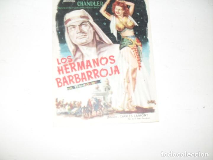Kino: programa de mano sencillo,con texto publicitario.titulo:LOS HERMANOS BARBARROJA.(MAUREEN O'HARA)