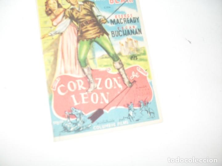 Cine: programa de mano sencillo,con texto publicitario.titulo:CORAZON DE LEON.(LOUIS HAYWARD) - Foto 1