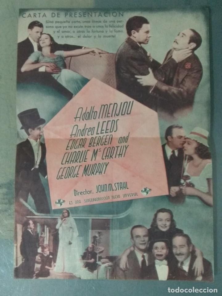 Cine: CARTA DE PRESENTACI&Oacute;N. PROGRAMA DE CINE GRANDE. CON PUBLICIDAD. - Foto 2