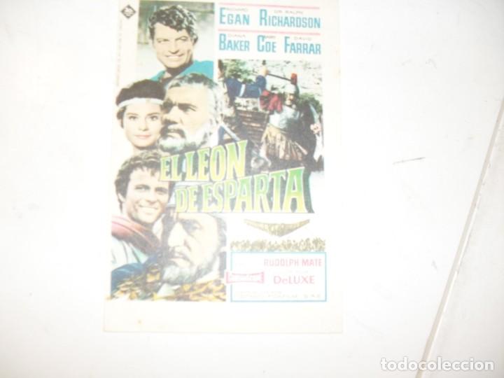 Cine: programa de mano sencillo,sin texto publicitario.titulo:EL LEON DE ESPARTA.(RICHARD EGAN) - Foto 1