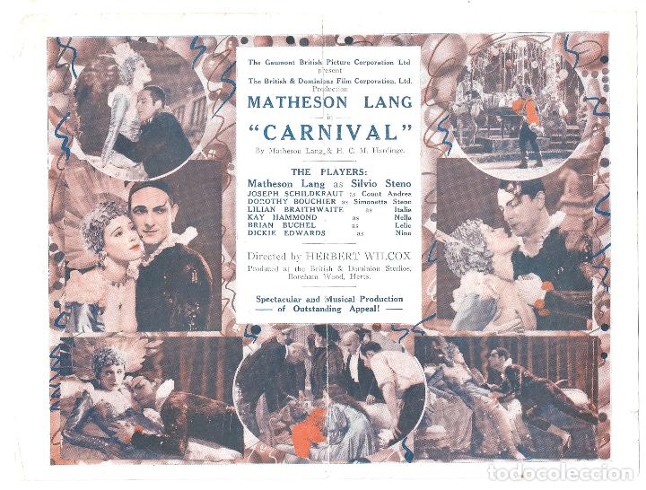 Cine: PTCC 149 CARNAVAL PROGRAMA DOBLE INGLES MATHESON LANG JOSEPH SCHILDKRAUT - Foto 2