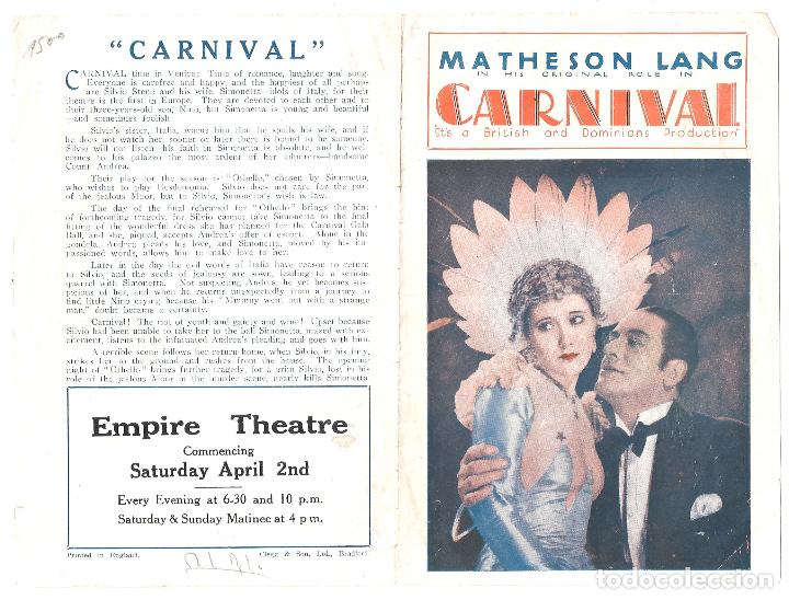 Cine: PTCC 149 CARNAVAL PROGRAMA DOBLE INGLES MATHESON LANG JOSEPH SCHILDKRAUT - Foto 1
