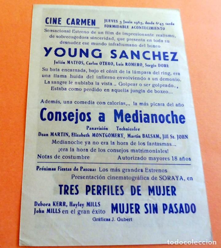 Cine: PROGRAMA DE CINE - YOUNG SANCHEZ - CINE CARMEN DE PALAM&Oacute;S - 1965 - Foto 2