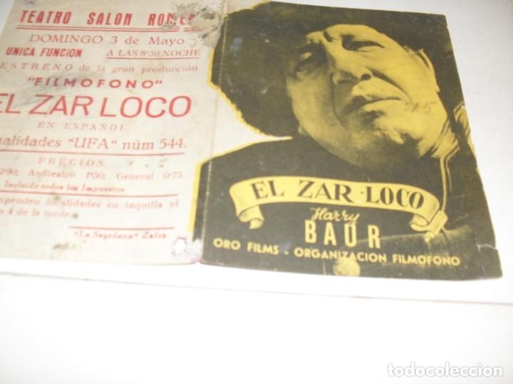 Cine: programa de mano DOBLE,con texto publicitario.titulo: EL ZAR LOCO ,(HARRY BAOR). - Foto 1