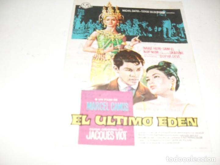 Cine: programa de mano SENCILLO,con texto publicitario.titulo:EL ULTIMO EDEN,(MARCEL CAMUS) - Foto 1
