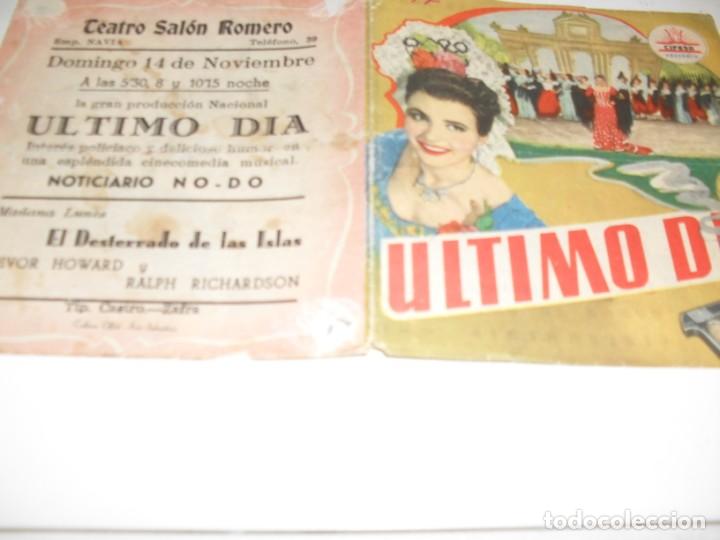 Cine: programa de mano DOBLE,con texto publicitario.titulo:ULTIMO DIA,(JOSE ISBERT) - Foto 1