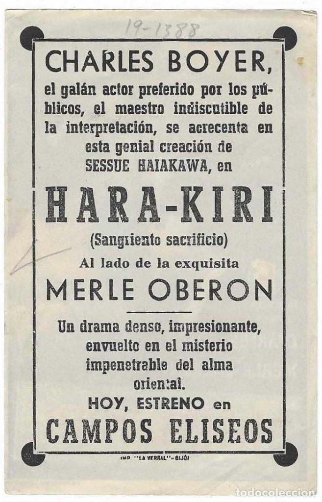 Cine: Programa Cine. Hara Kiri. Charles Boyer. 19-1388 - Foto 2