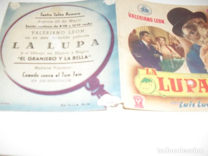 Cine: programa de mano DOBLE,con texto publicitario.titulo:LA LUPA(VALERIANO LEON) - Foto 1