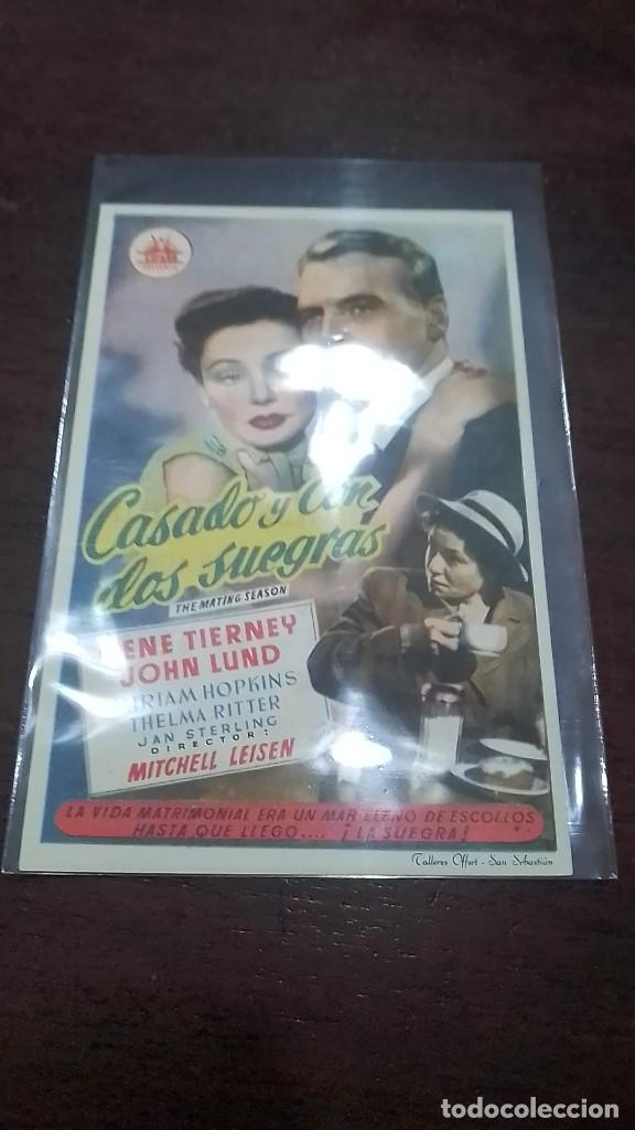 Cine: PROGRAMA O FOLLETO DE MANO DE CINE casado y con dos suegras - Foto 1