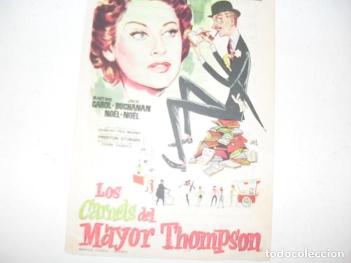 Cine: programa de mano,SENCILLO,con texto publicitario.titulo:LOS CARNETS DEL MAYOR (PRESTON STURGES) - Foto 1