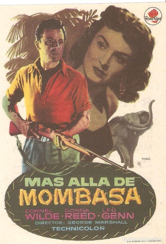 Folhetos de m&atilde;o de filmes antigos de cinema: MAS ALLA DE BOMBASA, CON CORNEL WILDE, CINE FLORIDA DE VILLANUEVA DE LA SERENA