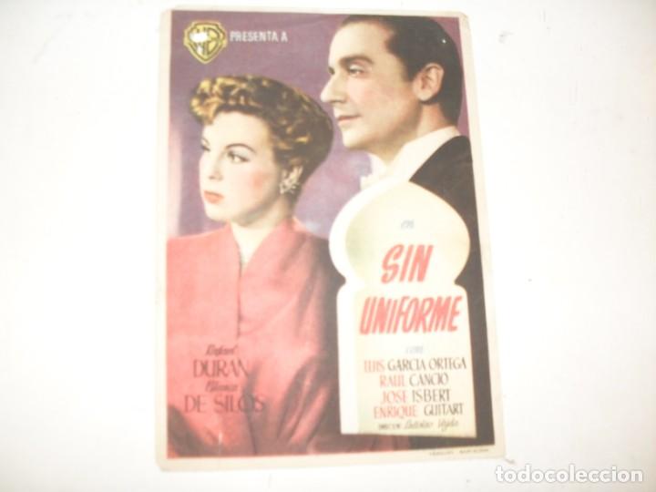 Cine: programa de mano,SENCILLO,SIN texto publicitario.titulo:SIN UNIFORME (JOSE ISBERT) - Foto 1