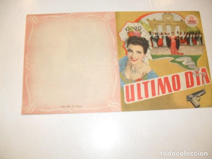 Cine: programa de mano doble,con texto publicitario.titulo: ULTIMO DIA(PILAR LORENGAR). - Foto 1