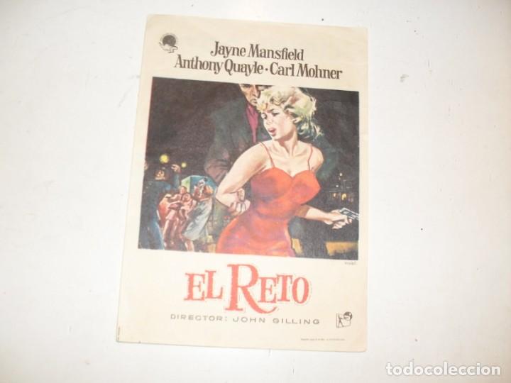 Cine: programa de mano grande,con texto publicitario.titulo: EL RETO(JAYNE MANSFIELD). - Foto 1