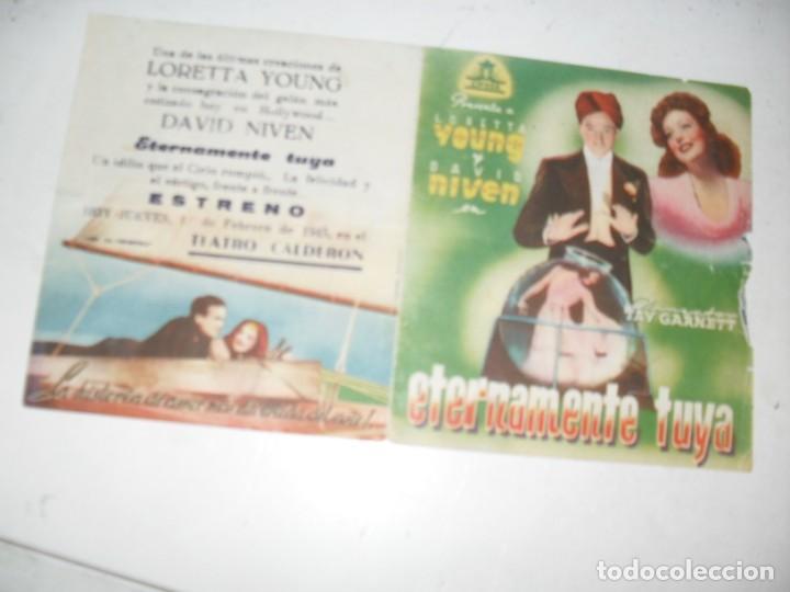 Cine: programa de mano DOBLE,con texto publicitario .titulo: ETERNAMENTE TUYA (DAVID NIVEN) - Foto 1