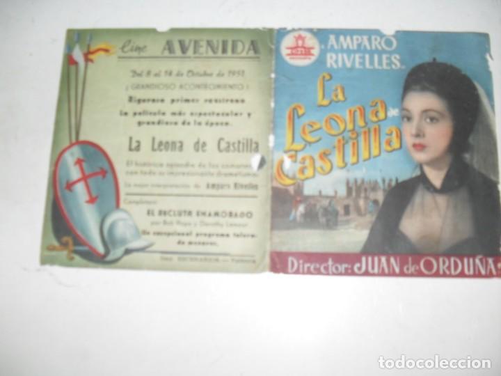 Cine: programa de mano DOBLE,con texto publicitario .titulo:LA LEONA DE CASTILLA (AMPARO RIVELLES) - Foto 1