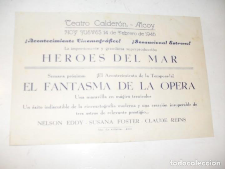 Cine: programa de mano GRANDE,con texto publicitario .titulo:HEROES DEL MAR(RANDOLPH SCOTT) - Foto 2