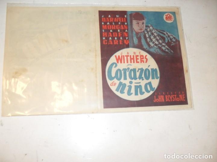 Cine: programa de mano DOBLE,con texto publicitario .titulo:CUANDO CORAZON DE NI&Ntilde;A (JANE WITHERS) - Foto 2
