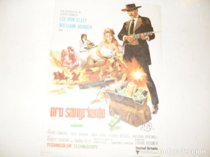 Cine: programa de mano sencillo,sin texto publicitario.titulo:ORO SANGRIENTO(LEE VAN CLEEF). - Foto 1