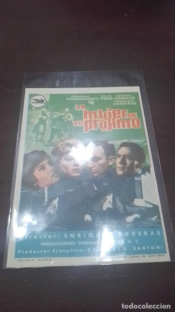 Cine: PROGRAMA O FOLLETO DE MANO DE CINE la mujer de tu pr&oacute;jimo - Foto 1