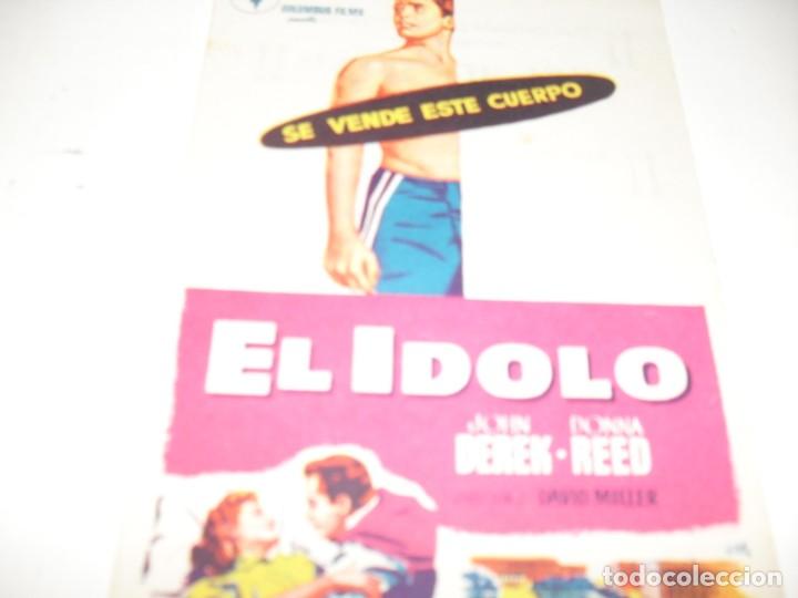 Cine: programa de mano sencillo,con texto publicitario.titulo:EL IDOLO(JOHN DEREK) - Foto 1