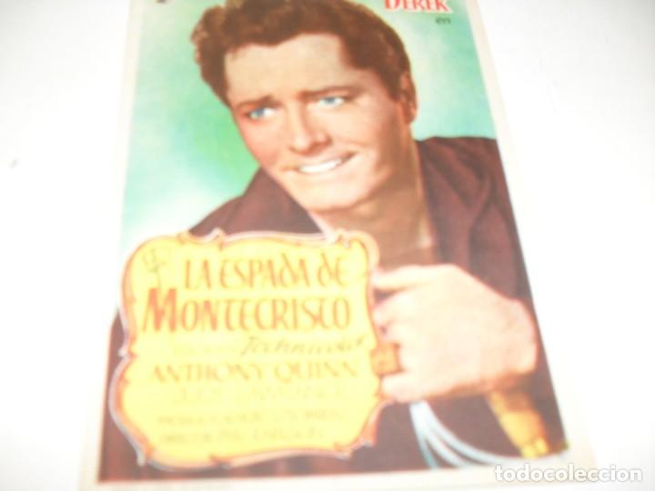 Cine: programa de mano sencillo,con texto publicitario.titulo:LA ESPADA DE MONTECRISTO(JOHN DEREK) - Foto 1