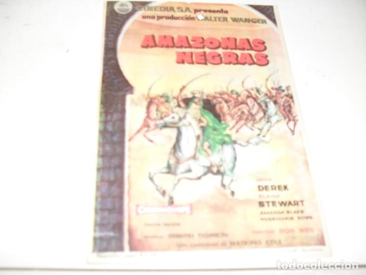 Cine: programa de mano sencillo,con texto publicitario.titulo:AMAZONAS NEGRAS(JOHN DEREK) - Foto 1