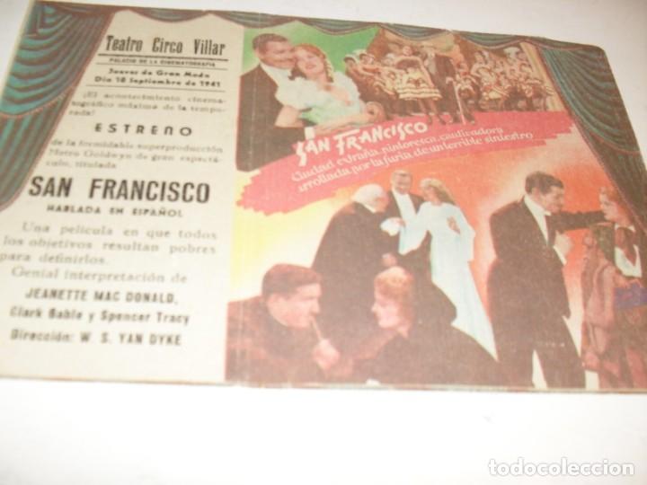 Cine: programa de mano GRANDE,con texto publicitario.titulo:SAN FRANCISCO(CLARK GABLE) - Foto 1