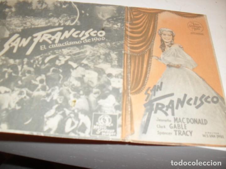 Cine: programa de mano GRANDE,con texto publicitario.titulo:SAN FRANCISCO(CLARK GABLE) - Foto 2