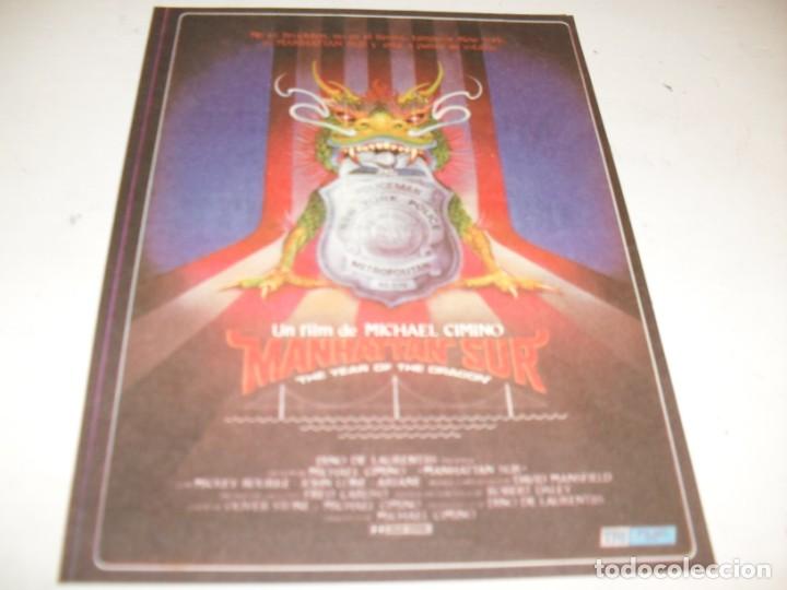 Cine: programa de mano GRANDE,con texto publicitario.titulo:MANHATTAN SUR(MICHAEL ROURKE) - Foto 1