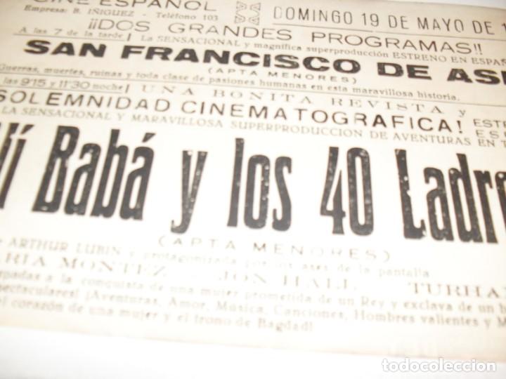 Cine: programa de mano GRANDE,con texto publicitario.titulo:ALI BABA Y LOS 40 LADRONES(M MONTEZ) - Foto 2