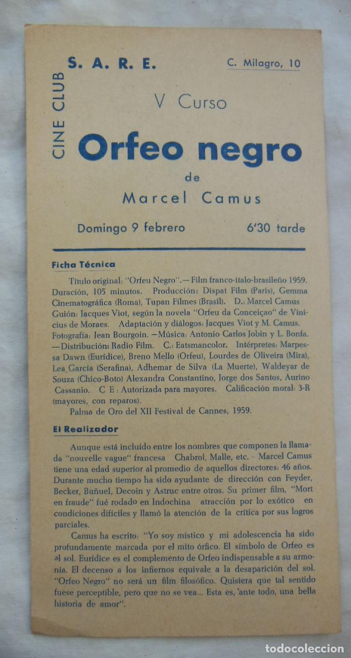 Folhetos de m&atilde;o de filmes antigos de cinema: Programa mano cine : ORFEO NEGRO