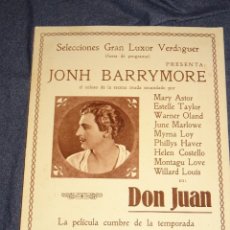 Cine: (M) PROGRAMA JONH BARRYMORE EN DON JUAN - PELICULA WARNER BROS 1927 - ILUSTRADO. Lote 349656954
