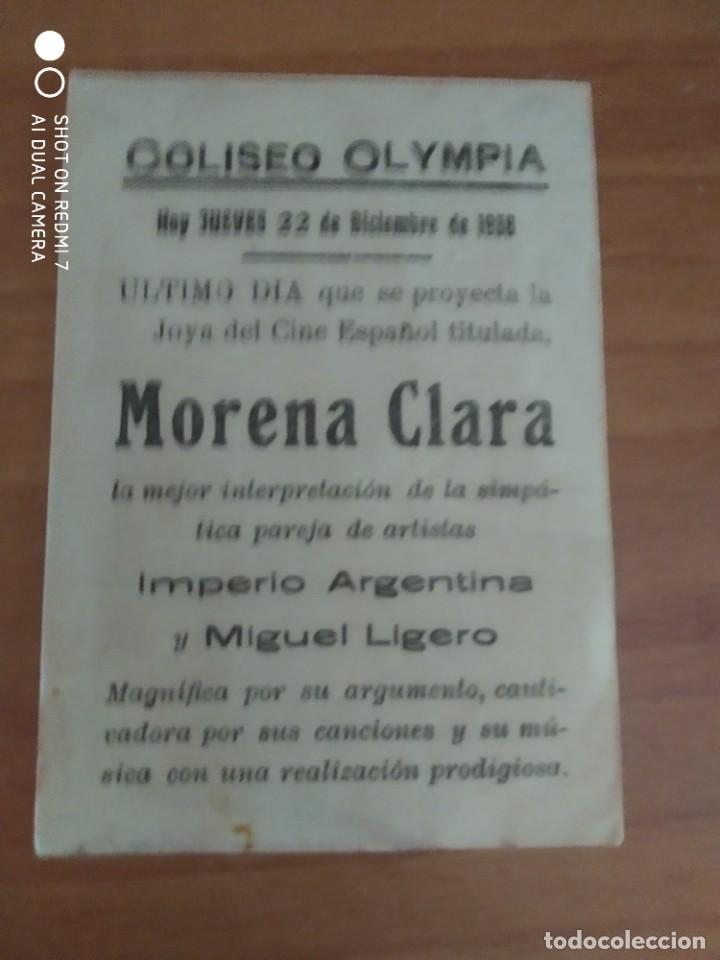 Cine: PROGRAMA CINE DE LA PELICULA-- MORENA CLARA - Foto 2